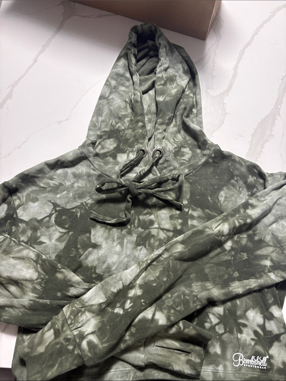 Bombshell Sportswear Green Tie-Dye Hooded Pullover